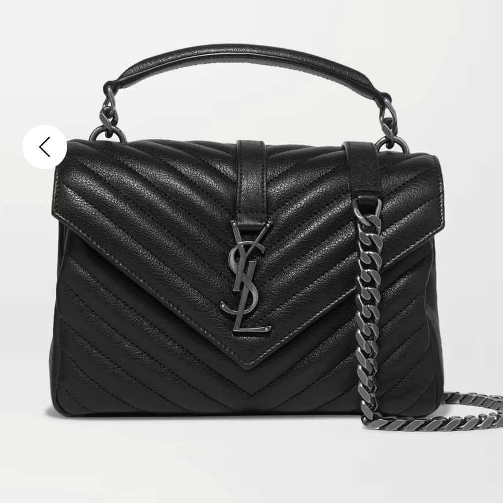 YSL SAINT LAURENT College Medium quilted textured-leather shoulder/crossbody bag